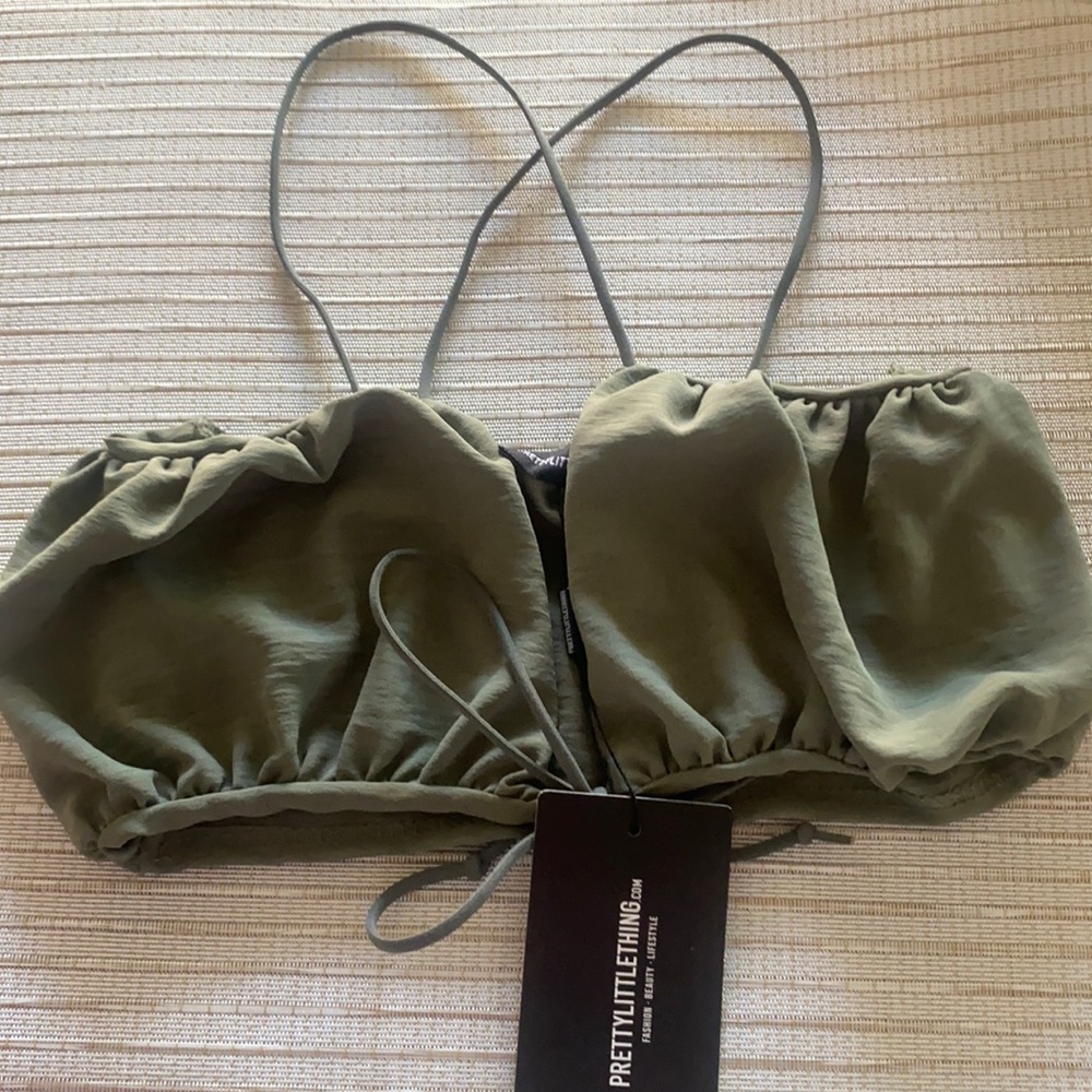 Sage ruched crop top